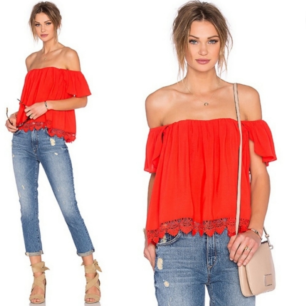 NEW Lovers + Friends Life's a Beach Top in Red Orange